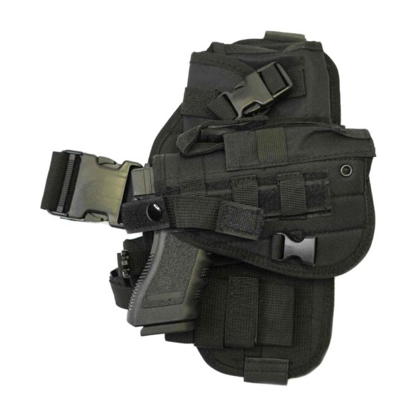 Кобура набедренная с платформой и подсумками Molle (Черная)