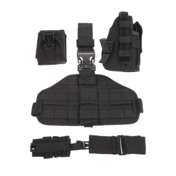 Кобура набедренная с платформой и подсумками Molle (Черная)
