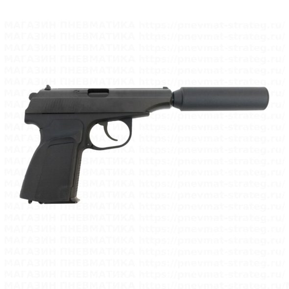Страйкбольный пистолет WE Makarov 654K Black с глушителем (WE-MA001-BK)