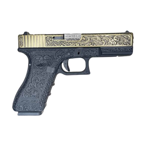 Страйкбольный пистолет WE Glock-17 Gen.3 Bronze с гравировкой (WE-G001BOX-FP)