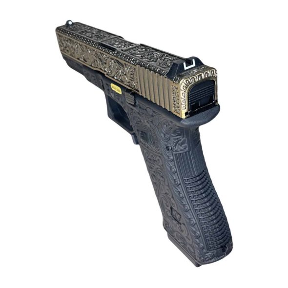 Страйкбольный пистолет WE Glock-17 Gen.3 Bronze с гравировкой (WE-G001BOX-FP)
