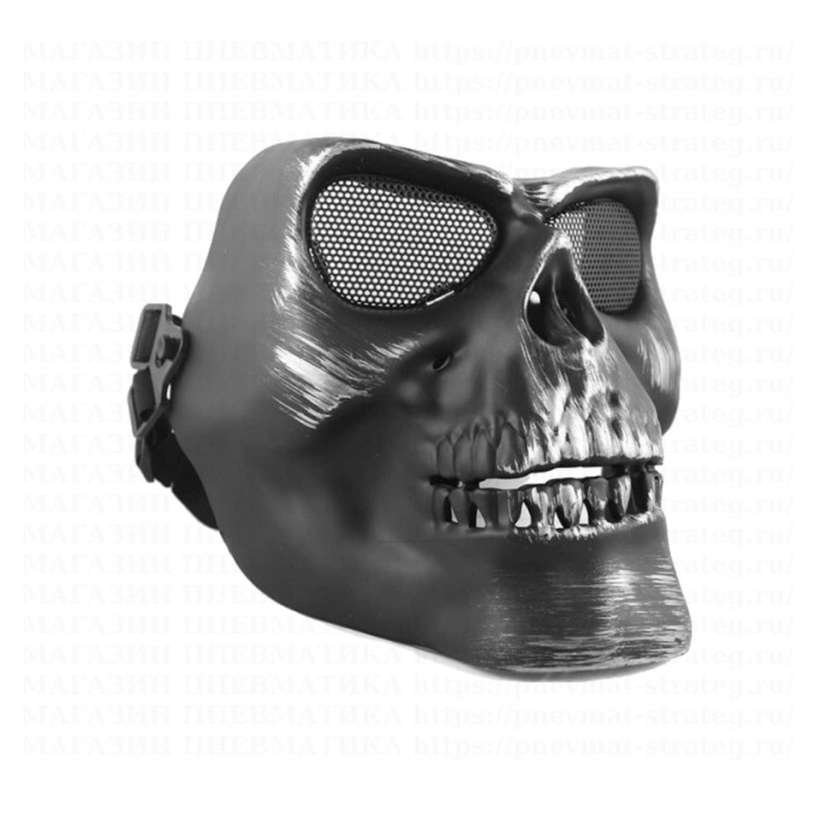 Маска защитная на все лицо Skeleton V2 с сетчатыми очками Silver Gray (AS-MS0015SG)
