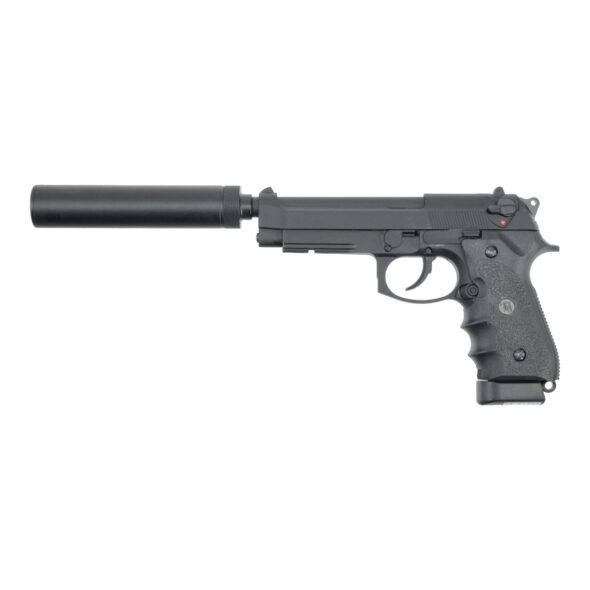 Страйкбольный пистолет KJW Beretta M9A1 TBC CO₂ Black с глушителем (M9A1-TBC.CO2)