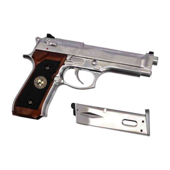Страйкбольный пистолет WE Beretta M92F Samurai Edge BioHazard хром Gas (WE-M92SPS-SV)