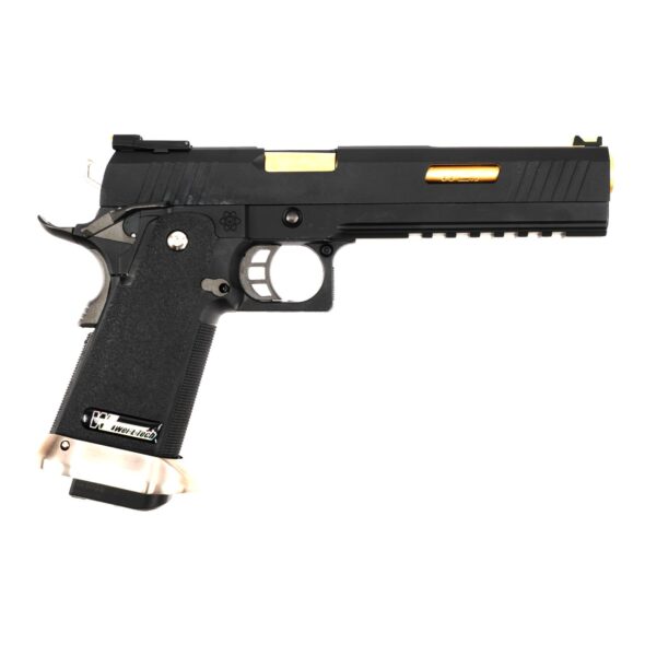 Страйкбольный пистолет WE Colt M1911 Hi-Capa 6 Black & Gold GAS (WE-H018WETA2-BKGD)