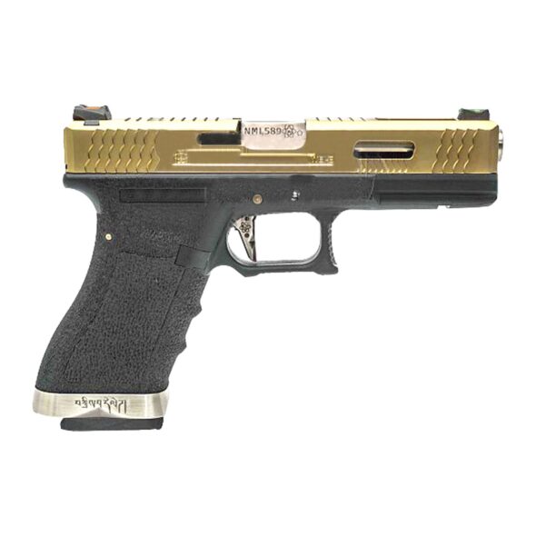 Страйкбольный пистолет WE Glock-17 G-Force золотой затвор (WE-G001WET-TG)