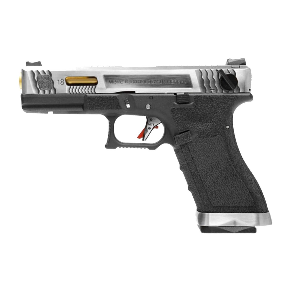 Страйкбольный пистолет WE Glock 18 G-Force Gas хром (WE-G002WET-3)