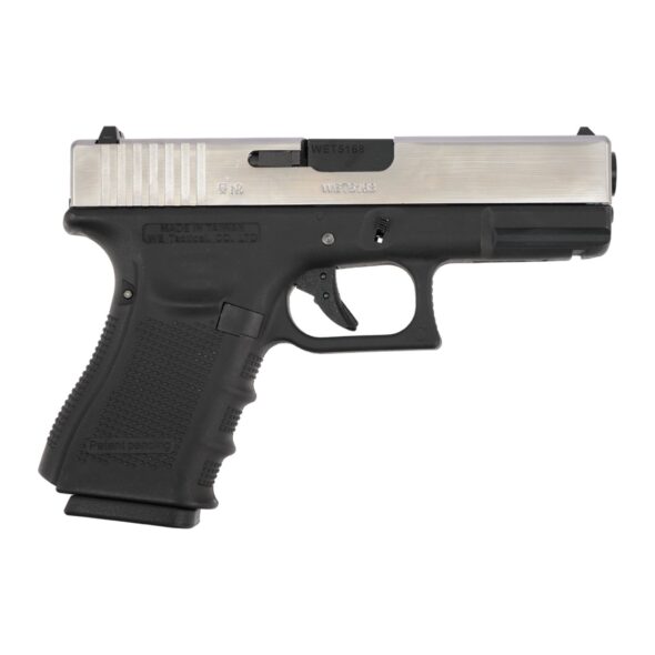 Страйкбольный пистолет WE Glock-19 Gen.4 Silver сменные накладки (WE-G003B-SV)