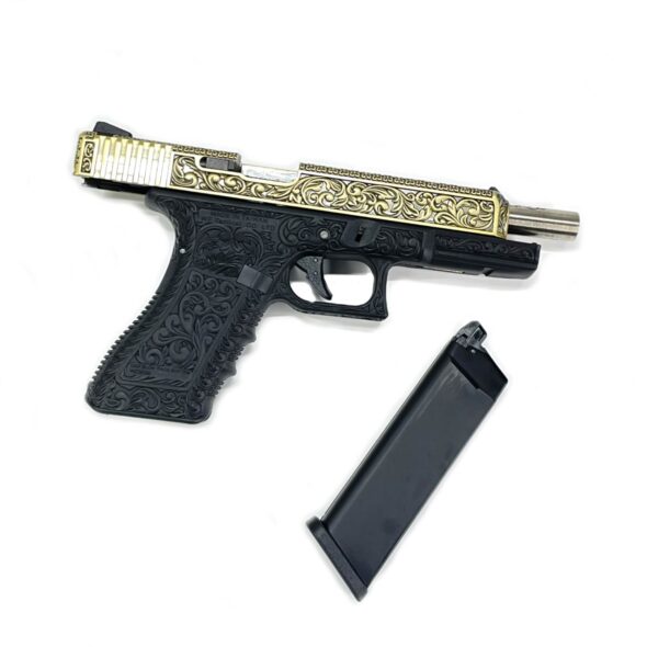 Страйкбольный пистолет WE Glock-34 Gen.3 Bronze с гравировкой (WE-G008 BOX-FP)