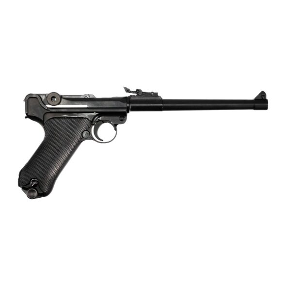 Страйкбольный пистолет WE Luger P-08 8 дюймов черный Gas (WE-P003 / GP403)
