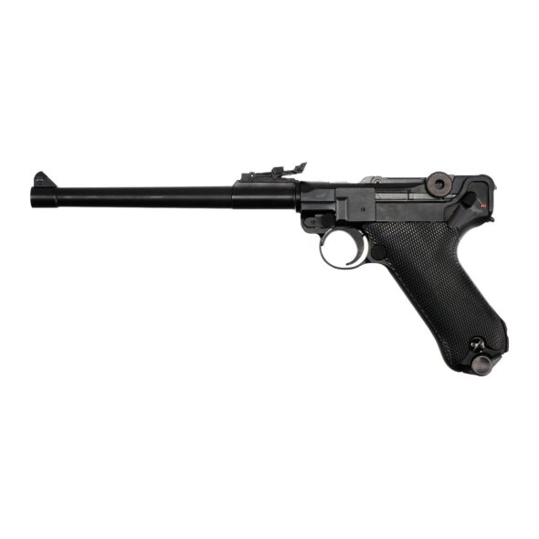 Страйкбольный пистолет WE Luger P-08 8 дюймов черный Gas (WE-P003 / GP403)