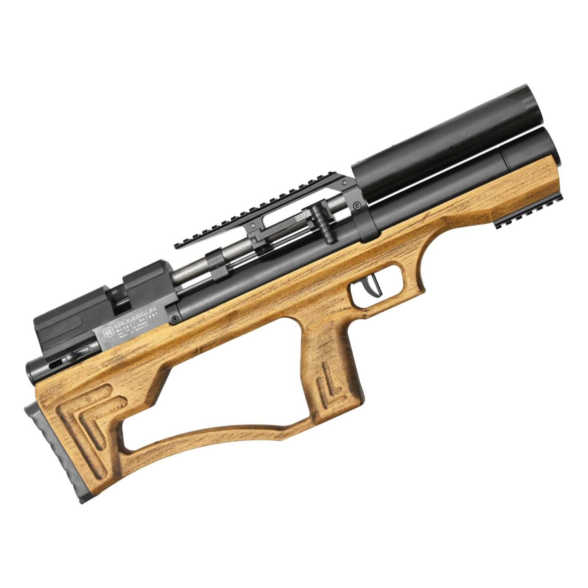Пневматическая винтовка Krugergun Снайпер 6.35 мм Буллпап (300 мм. прямоток. передний взвод. дерево L)