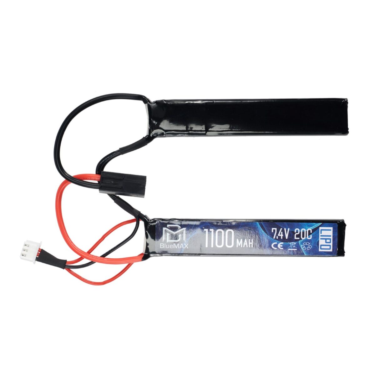 Аккумулятор BlueMAX Li-Po 7.4V Lipo 1100mAh 20C двухлепестковый 5.2*21*102
