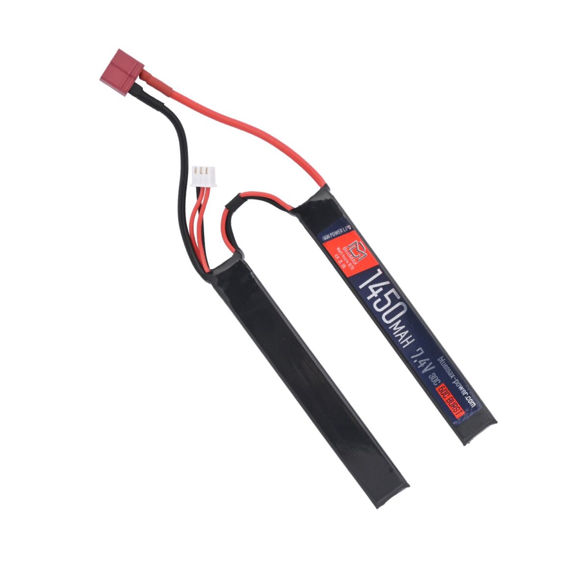 Аккумулятор BlueMax 7.4V Lipo 1450mAh 30C двухлепестковый  7.5x17x115 T разъем